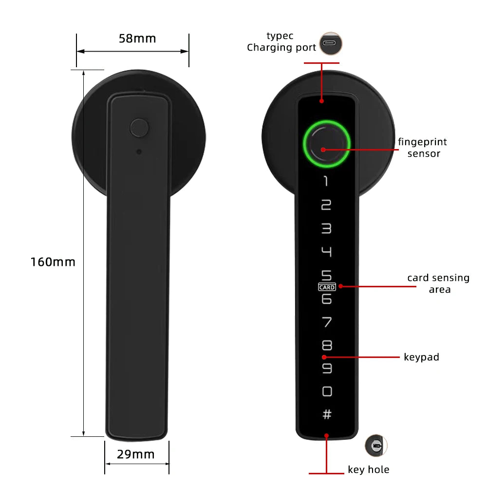RAYKUBE M5 Smart Fingerprint Door Lock with Multiple Unlock Options