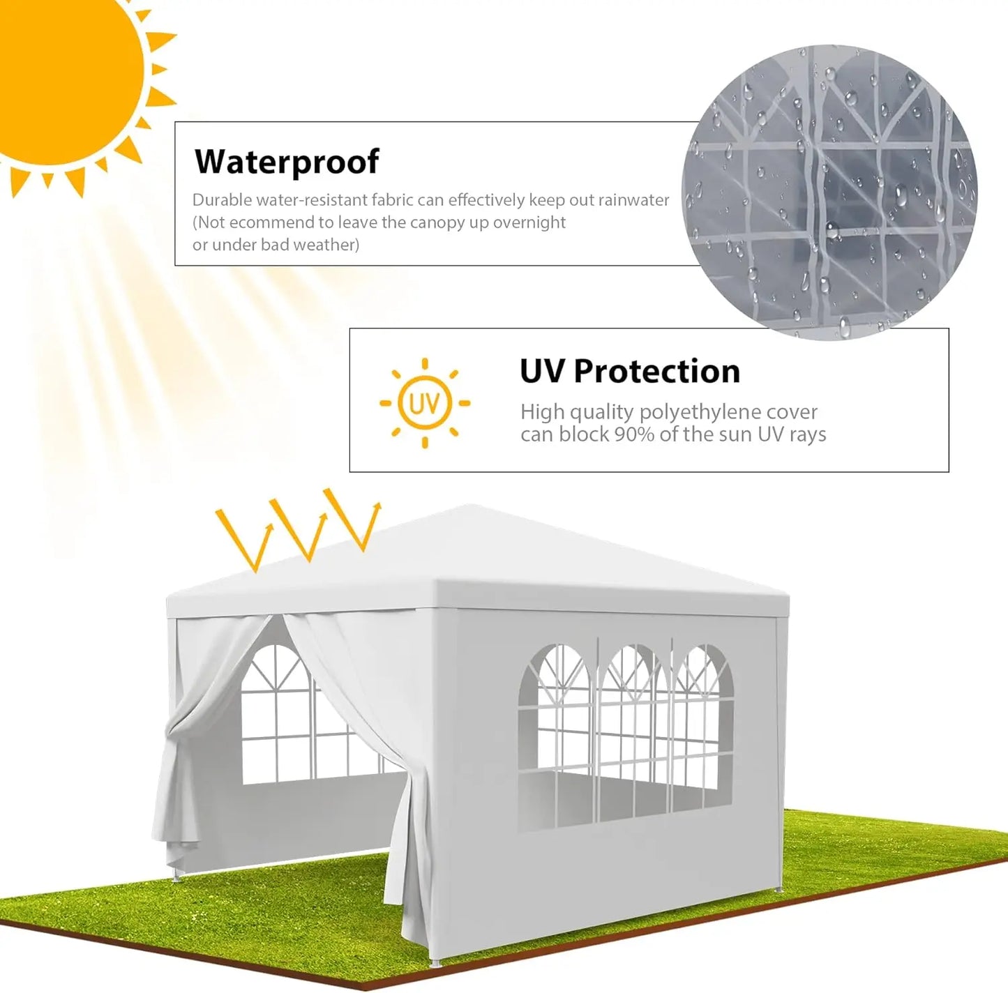 10'x10' Outdoor Canopy Tent Patio Gazebo For Events