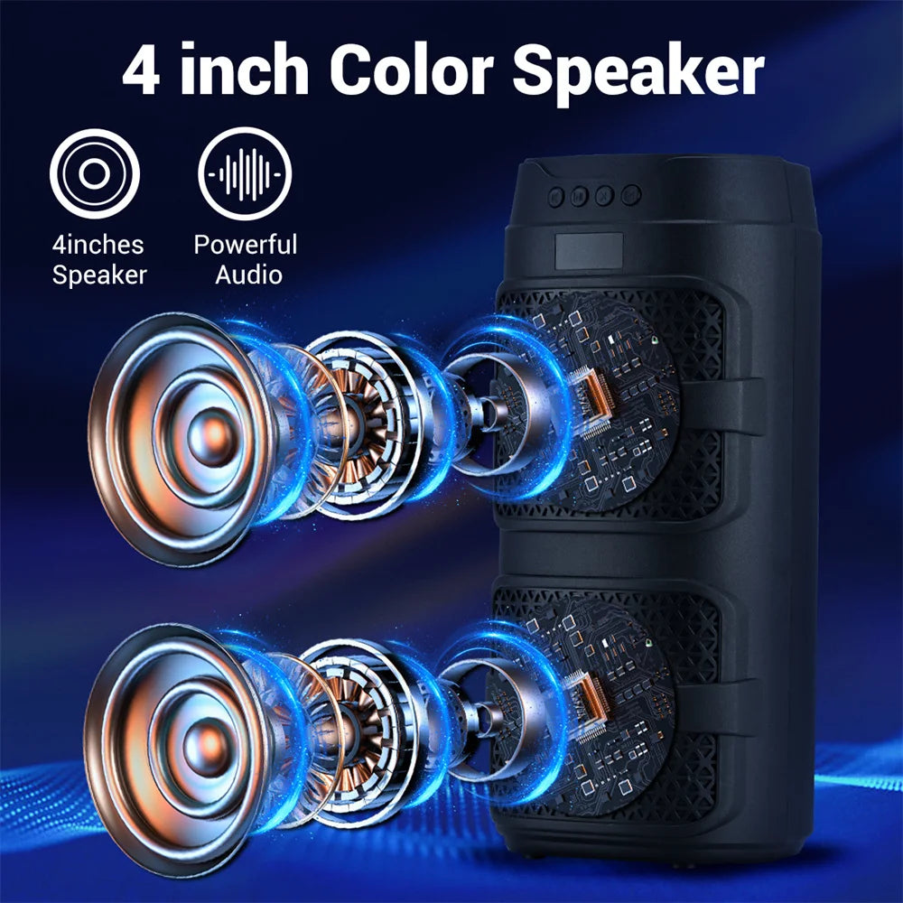 Portable Bluetooth Speaker with Subwoofer and LED Lights