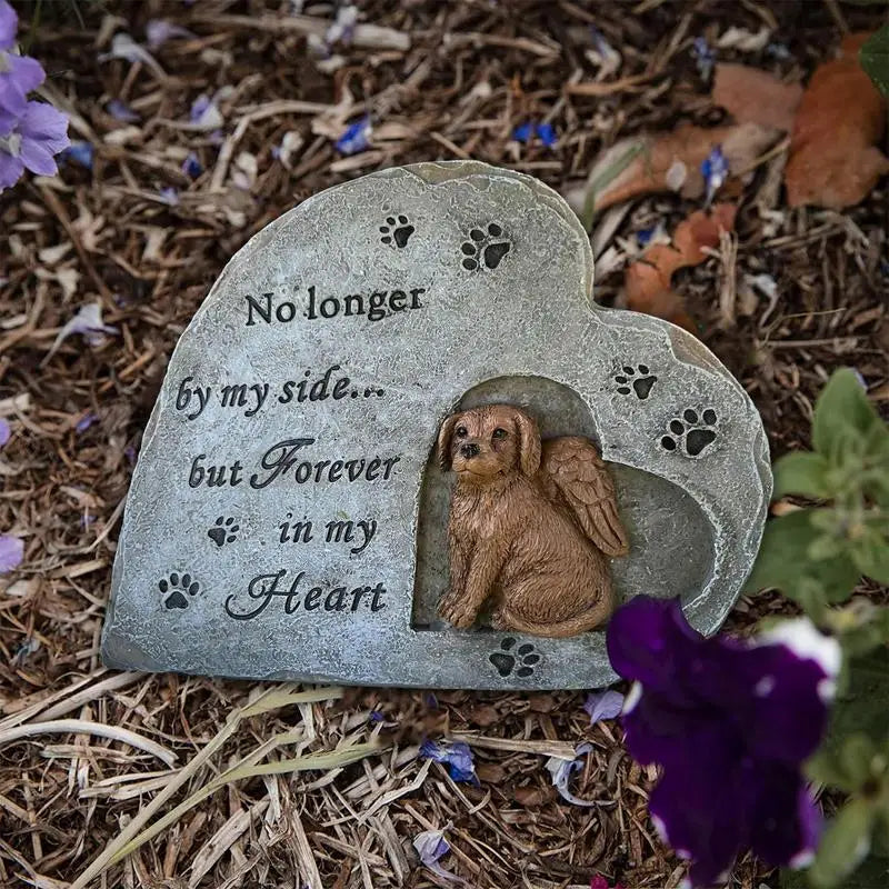 Heart-Shaped Dog Memorial Tombstone for Cherished Pet Remembrance