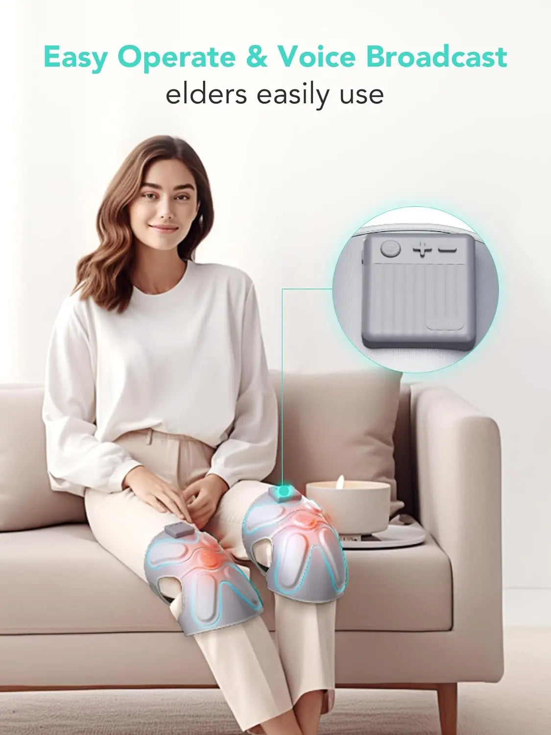 SKG Cordless Heated Knee Massager for Pain Relief and Comfort