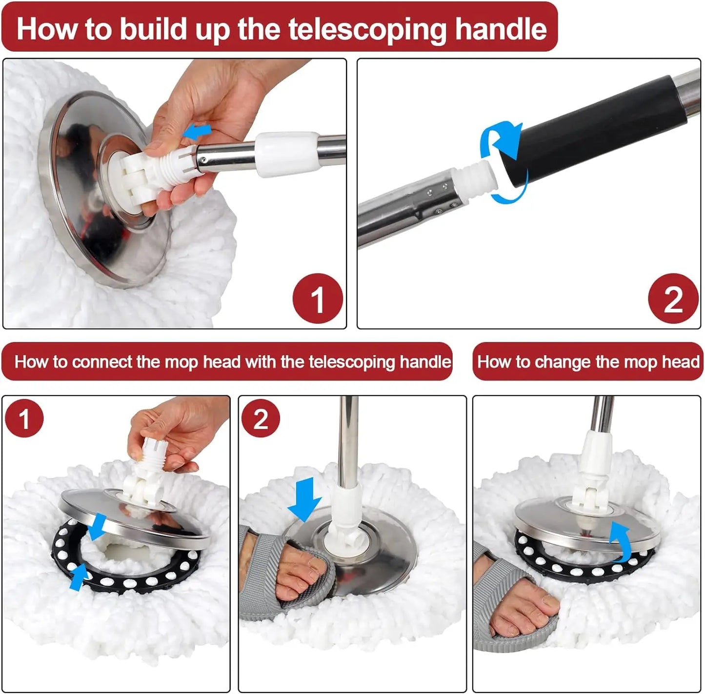 360 Degree Spin Mop Bucket Set with Stainless Steel Basket