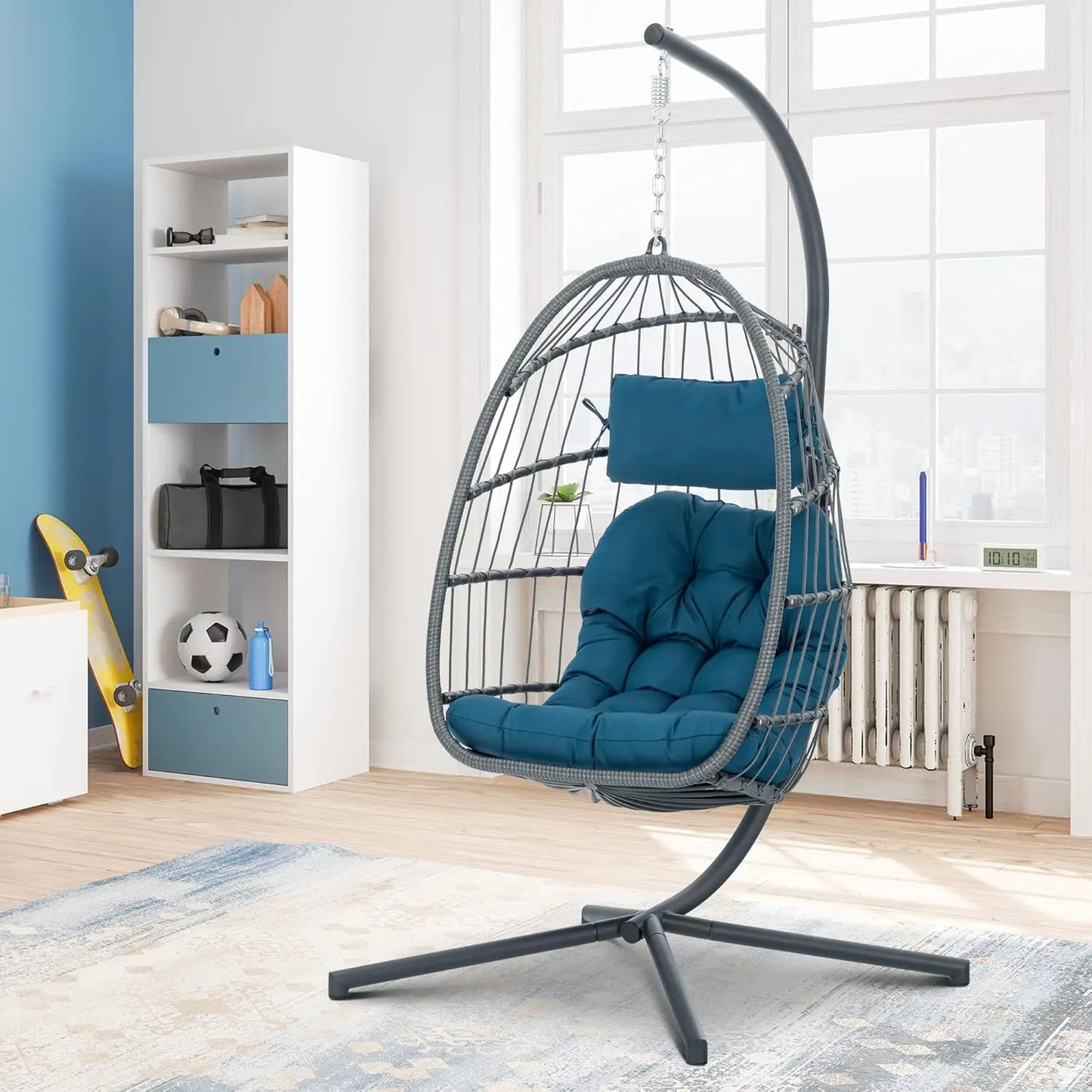 Swing Egg Chair Hammock with Aluminum Frame and Cushion