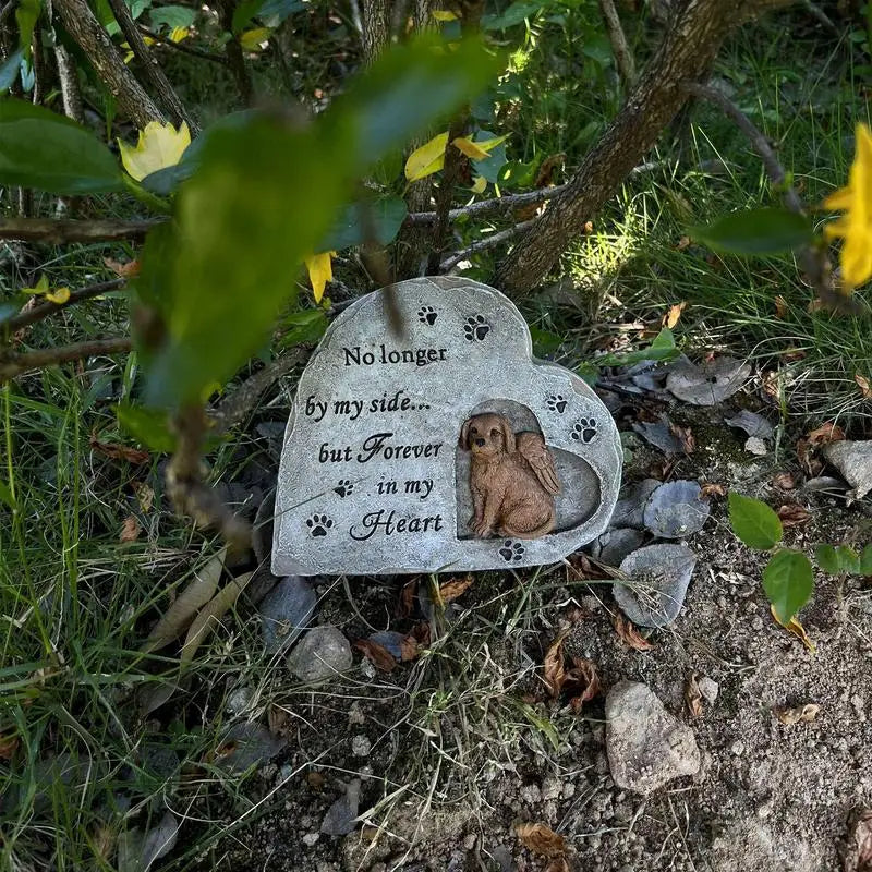 Heart-Shaped Dog Memorial Tombstone for Cherished Pet Remembrance