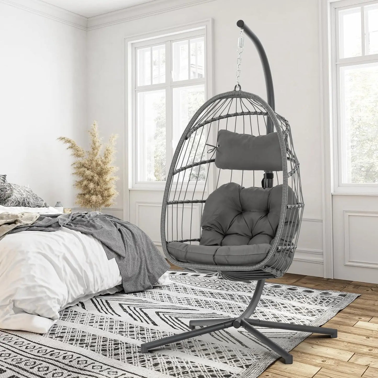 Swing Egg Chair Hammock with Aluminum Frame and Cushion