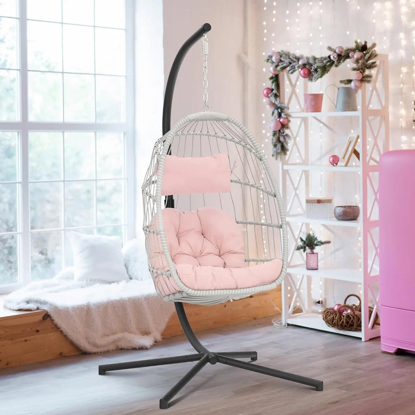 Swing Egg Chair Hammock with Aluminum Frame and Cushion