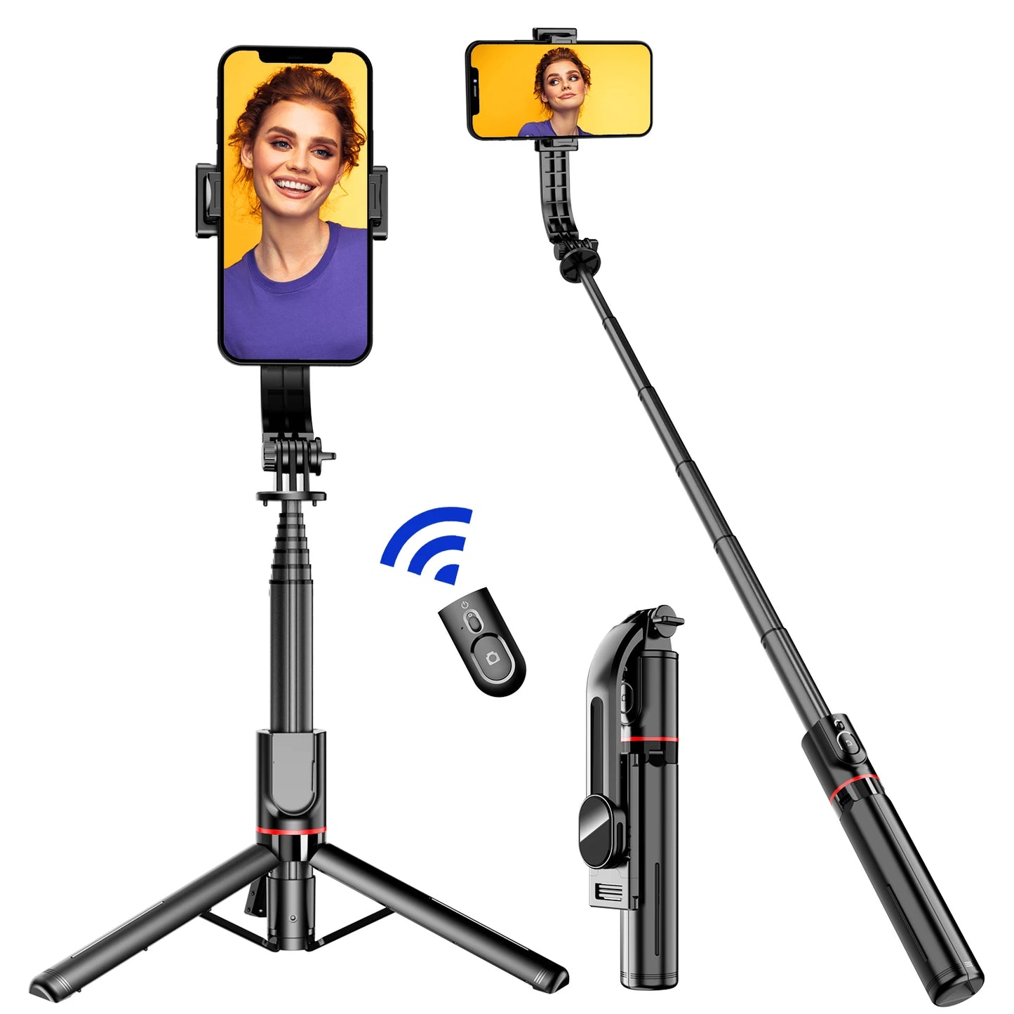 L12 1060mm Foldable Selfie Stick Bluetooth Remote Tripod