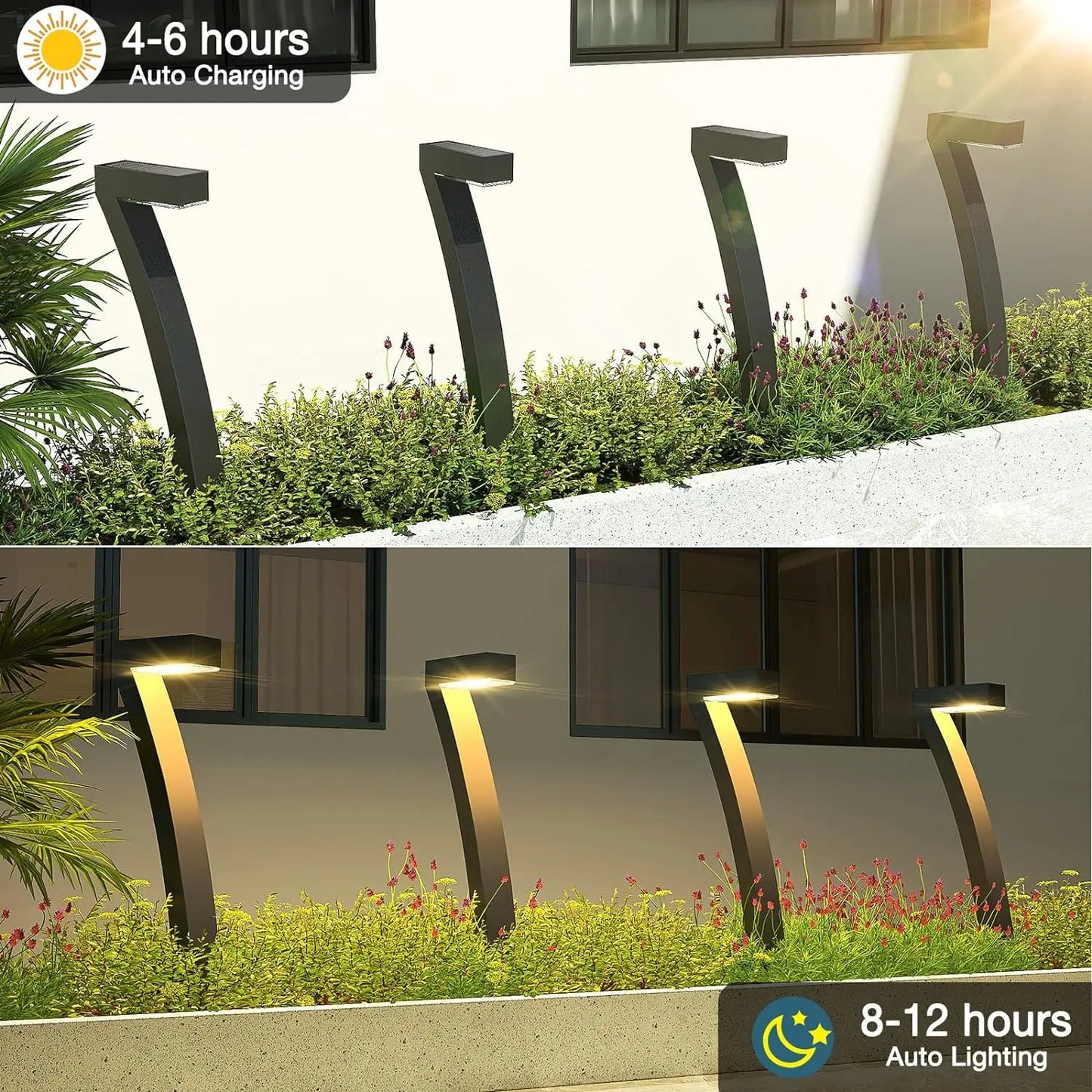 6Pack Bright Solar Outdoor Lights Pathway 12H Garden Lights Auto On Off Yard Walkway