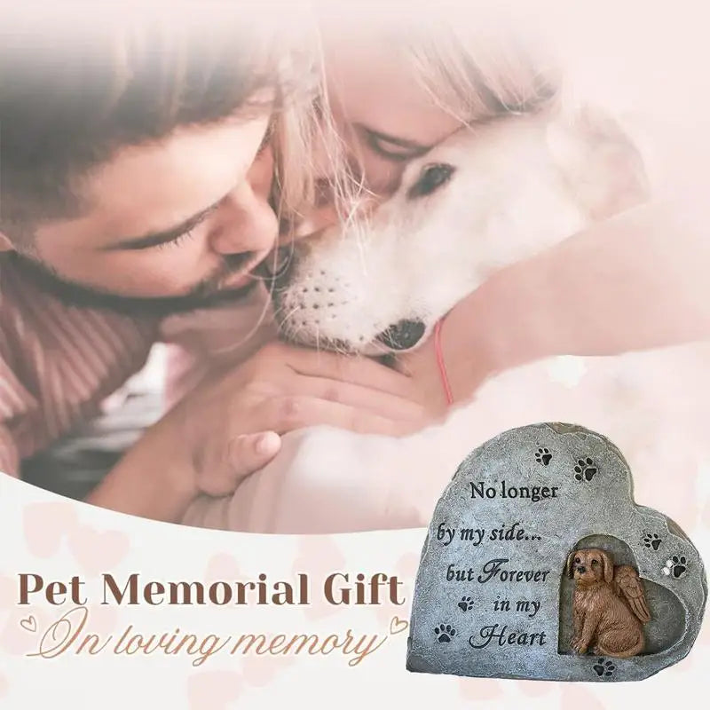 Heart-Shaped Dog Memorial Tombstone for Cherished Pet Remembrance