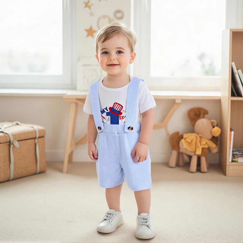 Infant Boys Independence Day Outfits American Flag Romper Set