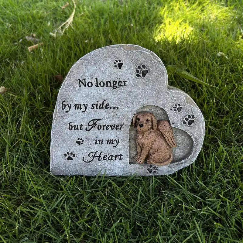 Heart-Shaped Dog Memorial Tombstone for Cherished Pet Remembrance