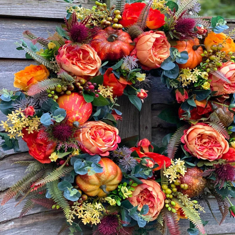 Thanksgiving Wreath Garland For Farmhouse Autumn Decor