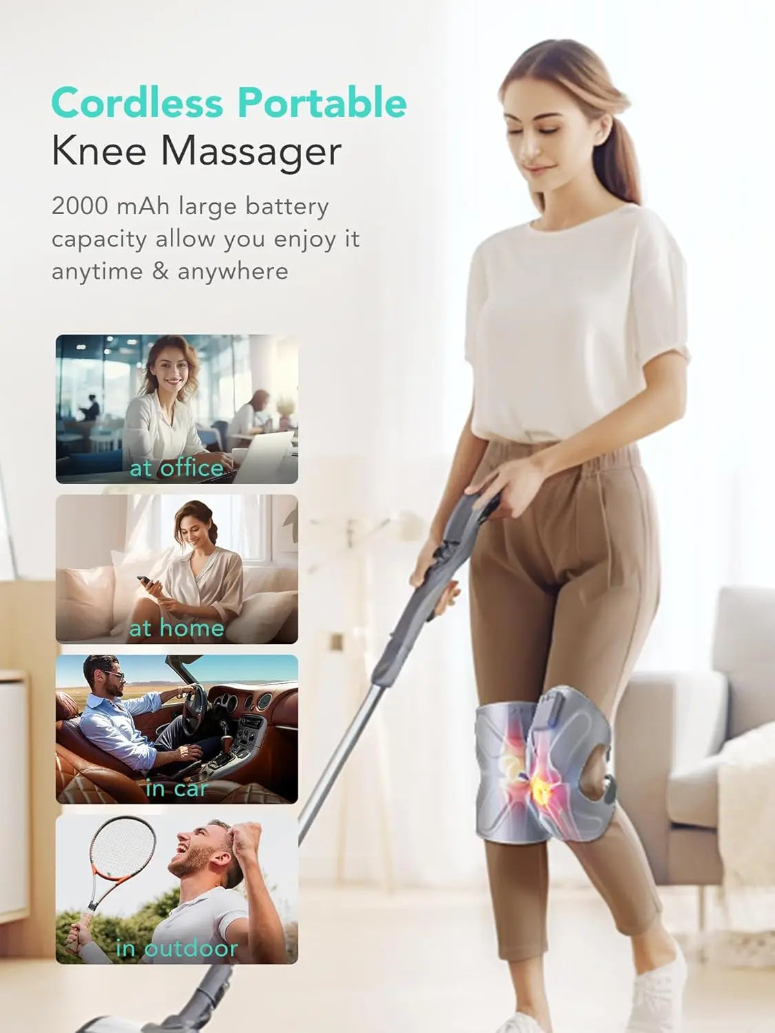 SKG Cordless Heated Knee Massager for Pain Relief and Comfort