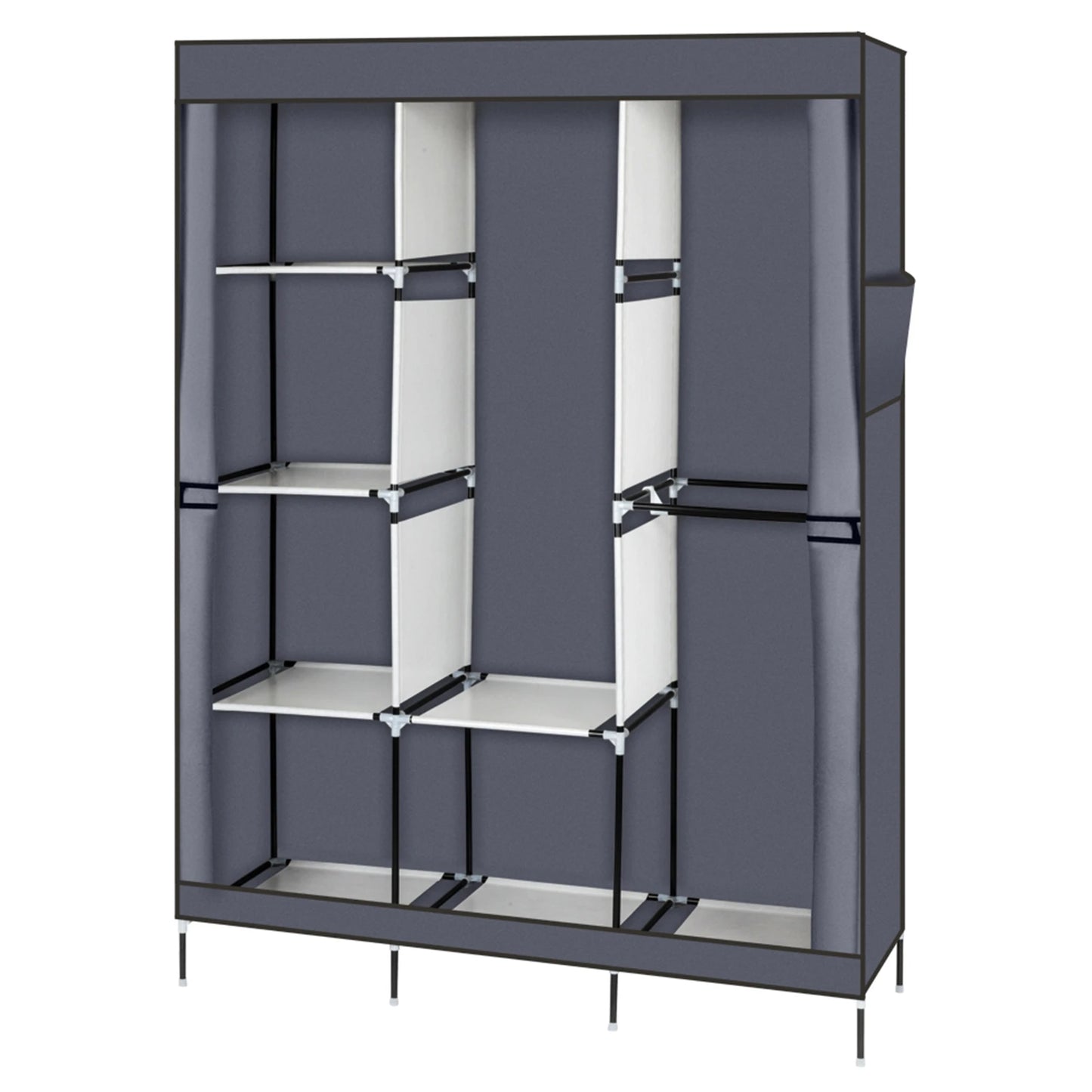 71 Inch Portable Closet Wardrobe Clothes Rack Storage Organizer with Shelf Gray