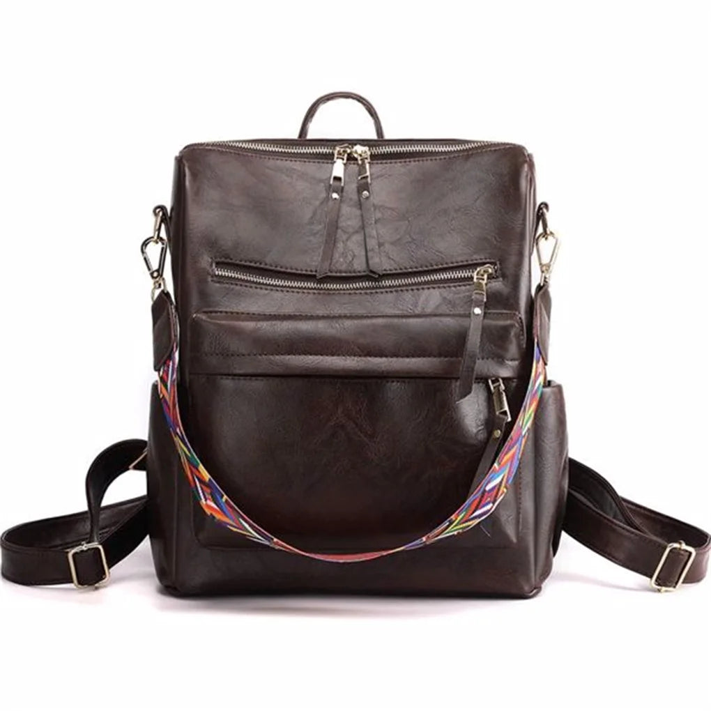 Fashionable PU Leather Convertible Backpack Purse for Women