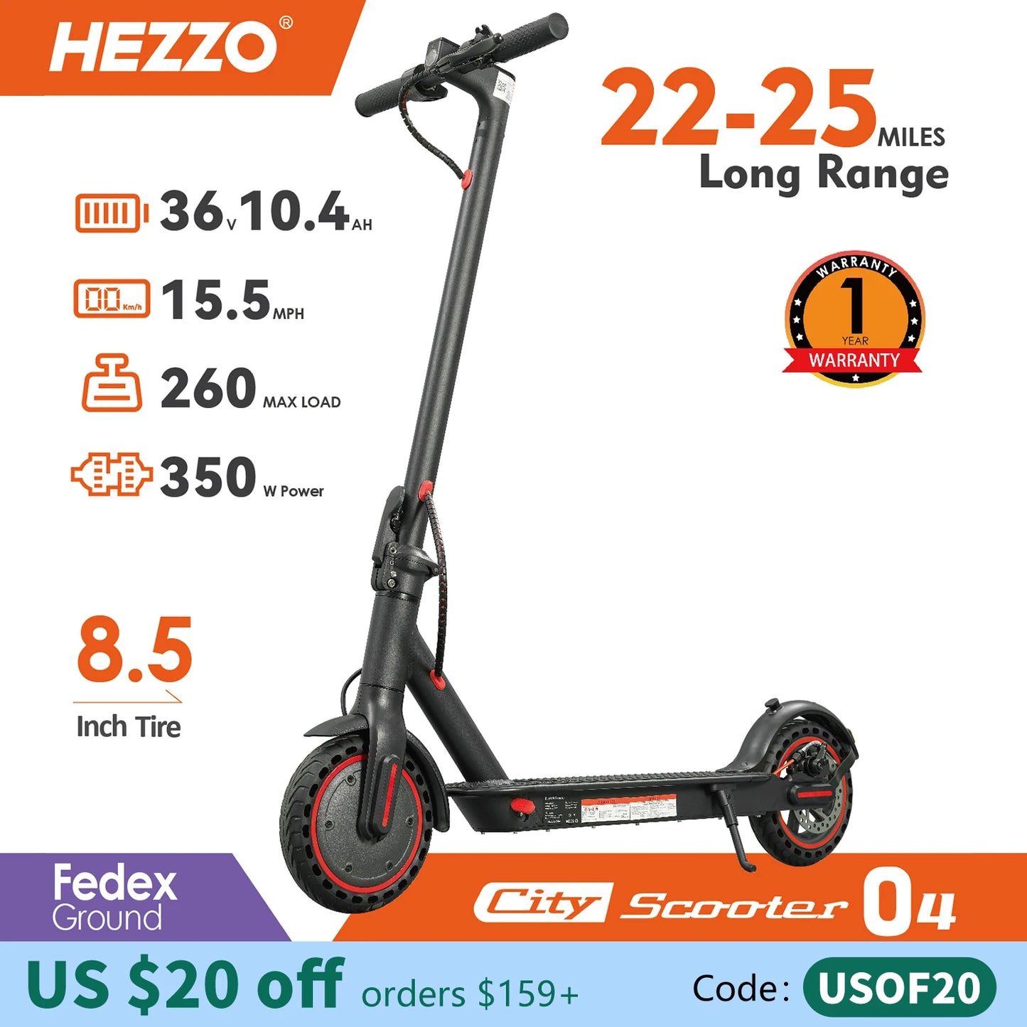Hezzo Electric Scooter HS-04Pro with Smart App and Folding Design