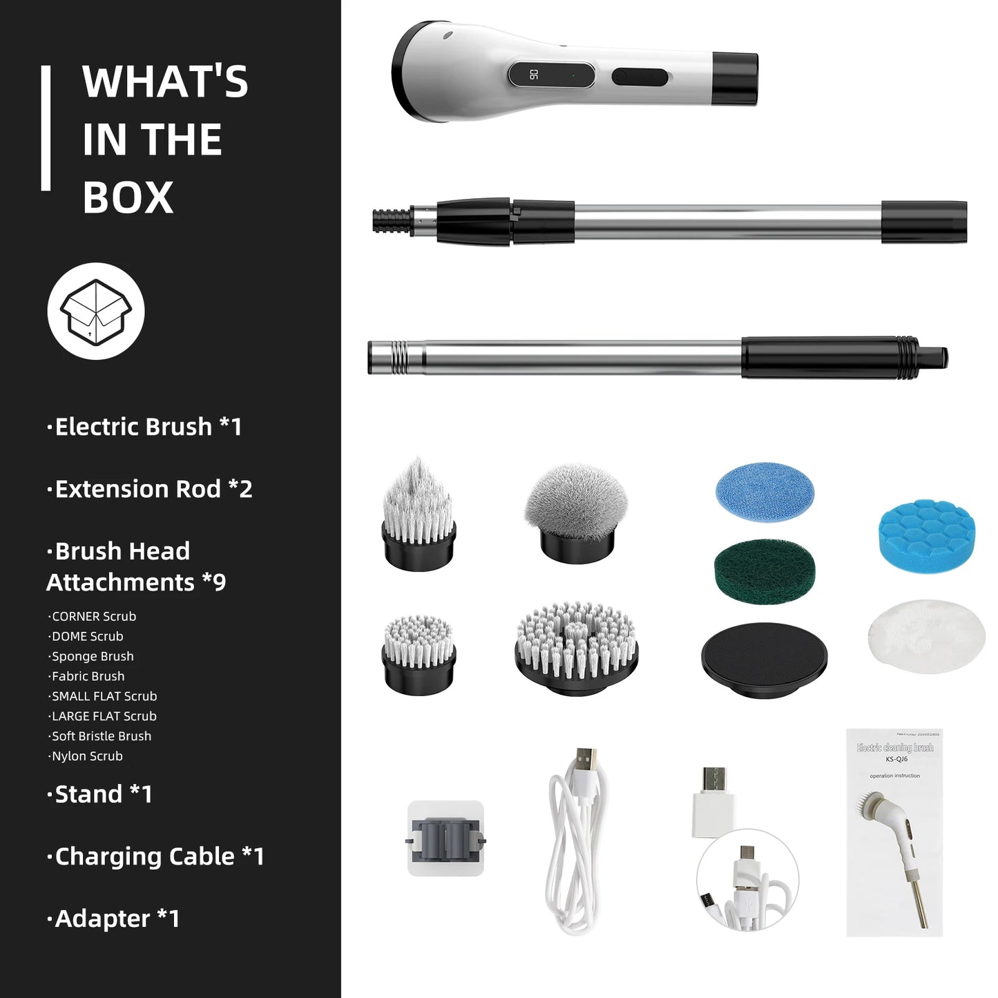 Viladepot 9 in 1 Electric Cleaning Brush for All Surfaces