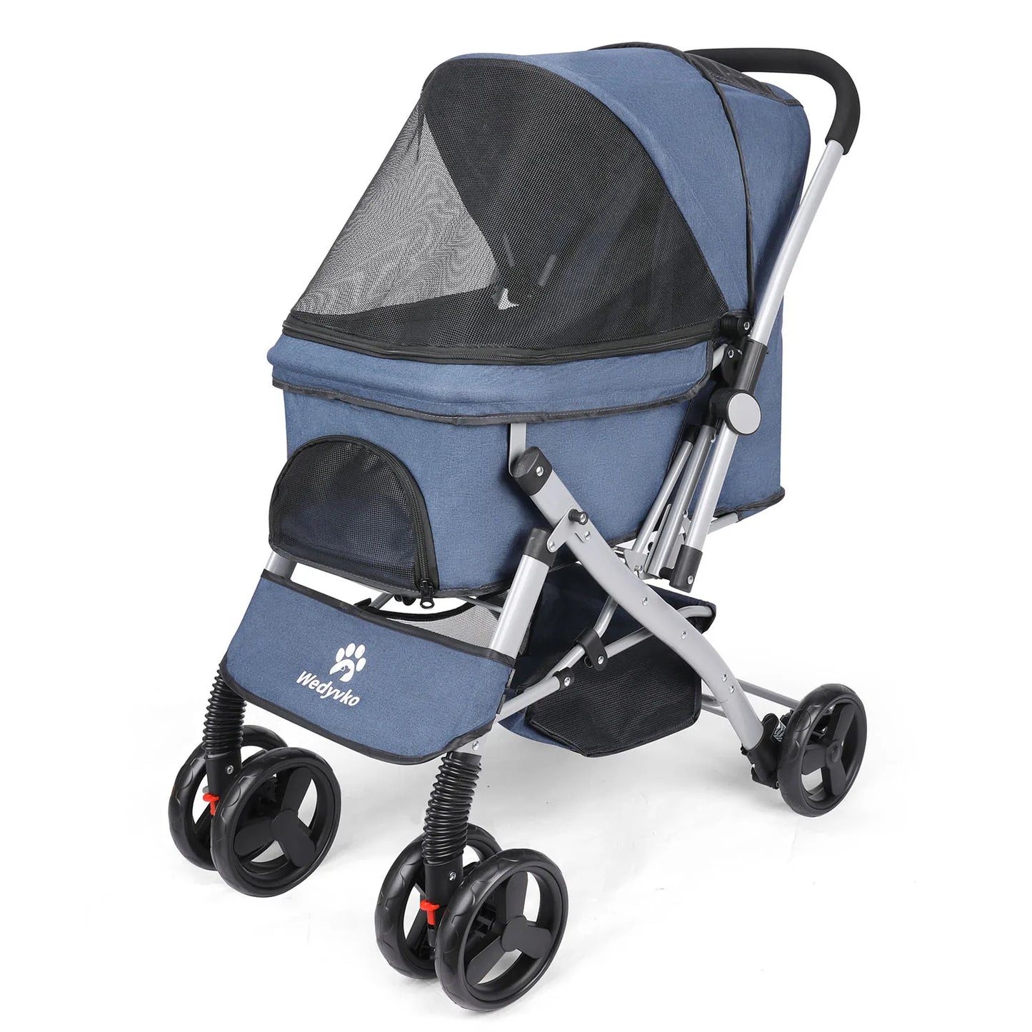 Foldable Cat Dog Stroller Detachable Easy Assembly Pet Travel Carrier With Shock Absorption Folding Resistant To Dirt