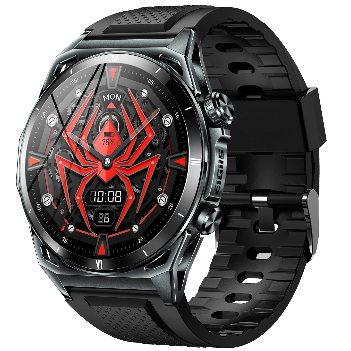 EIGIIS New Smart Watch KE6 1.43" AMOLED Display Men Black Sports Watch KE Series Bluetooth Call IP68 Waterproof