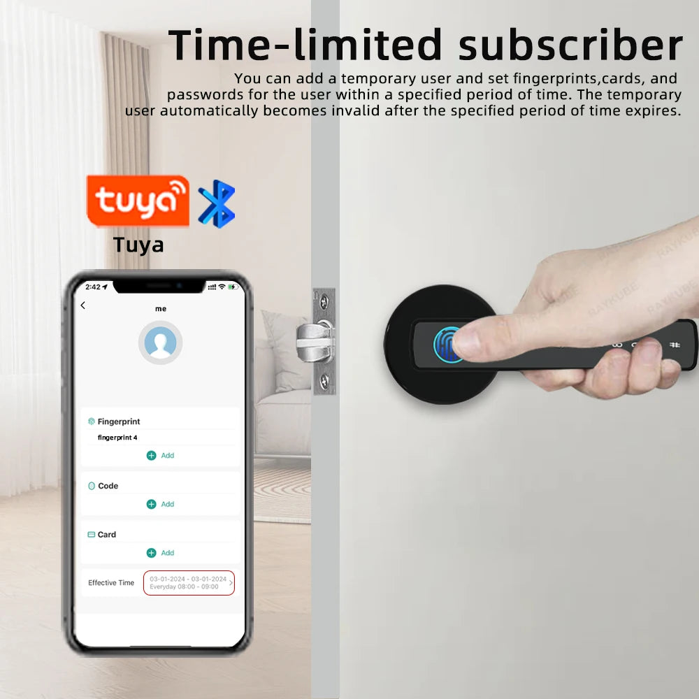RAYKUBE M5 Smart Fingerprint Door Lock with Multiple Unlock Options