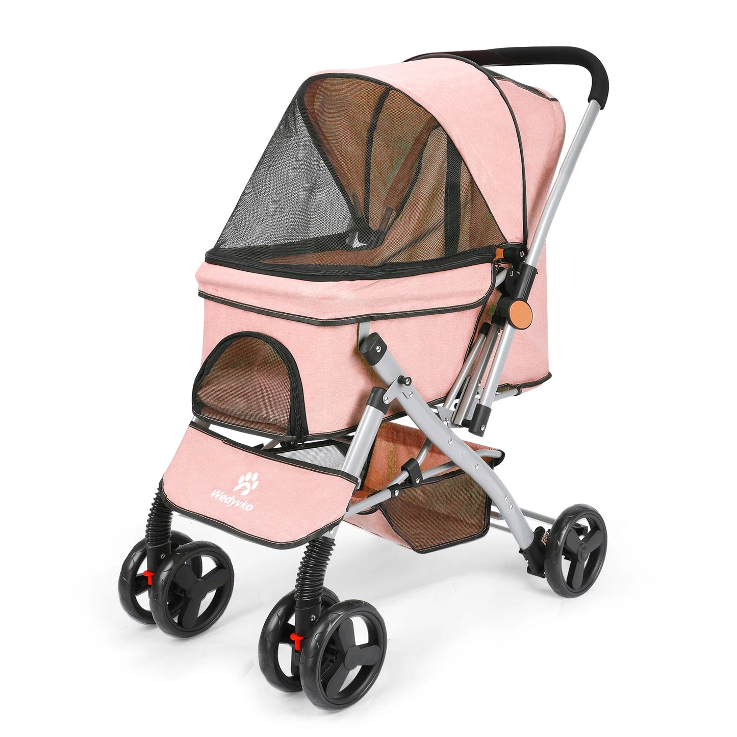 Foldable Cat Dog Stroller Detachable Easy Assembly Pet Travel Carrier With Shock Absorption Folding Resistant To Dirt