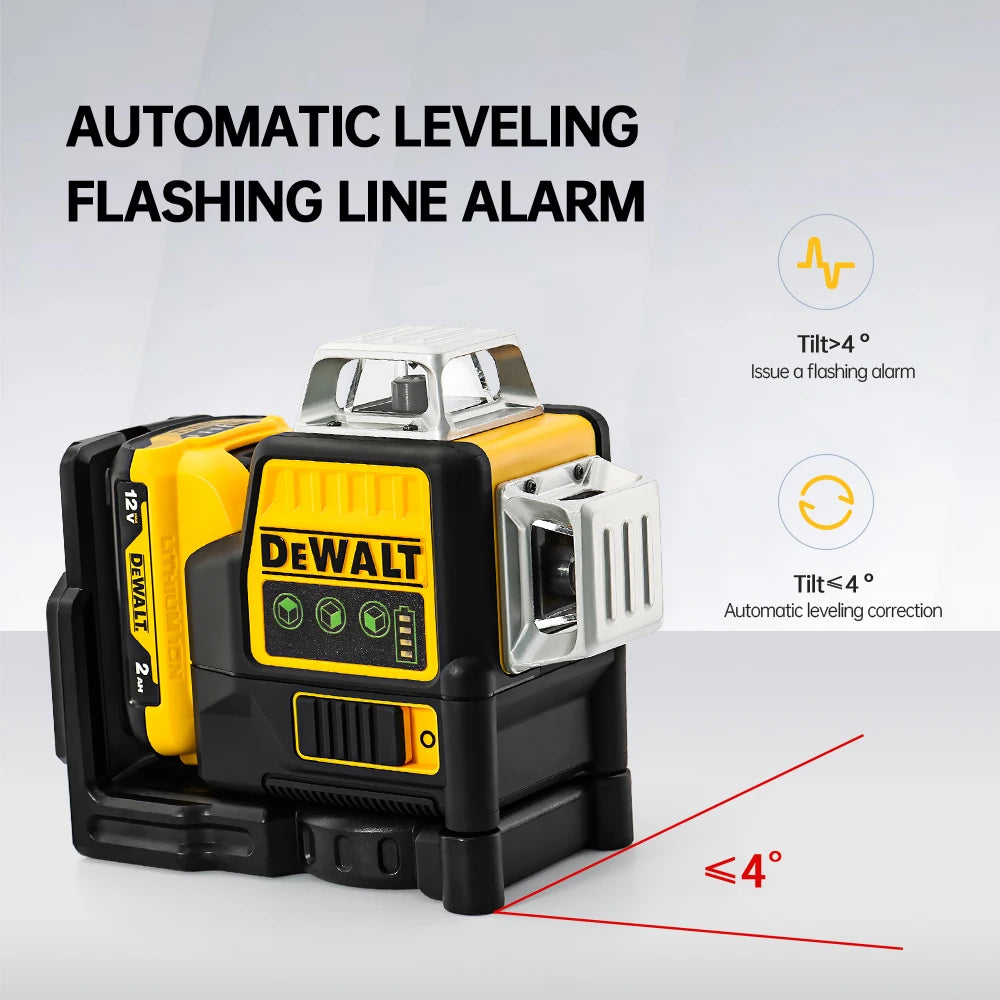DEWALT Laser Level DW089LG 12 Line 3 Sides 360 Degrees Green Beam Laser 12V Lithium Battery Outdoor Light Level Meter