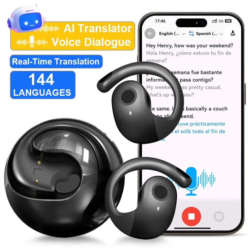 GreatWall AI Real-Time Translation Wireless Bluetooth Earphones