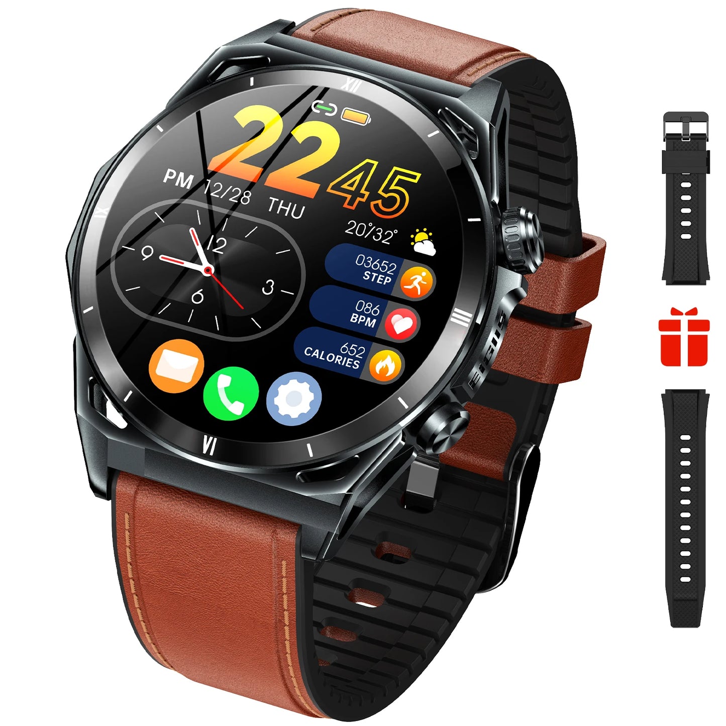 EIGIIS New Smart Watch KE6 1.43" AMOLED Display Men Black Sports Watch KE Series Bluetooth Call IP68 Waterproof