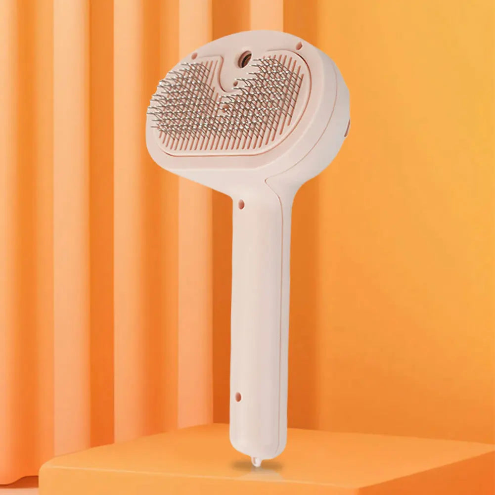 Cat Grooming Brush with Release Button and Rechargeable Spray