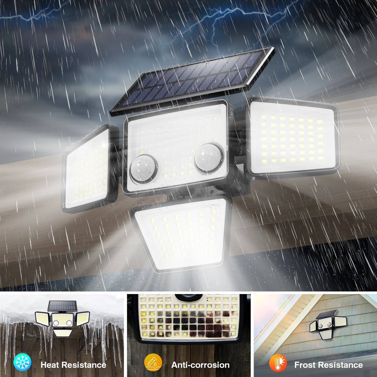 Solar Outdoor Lights - 3000LM 188 LED Motion Sensor Flood Security