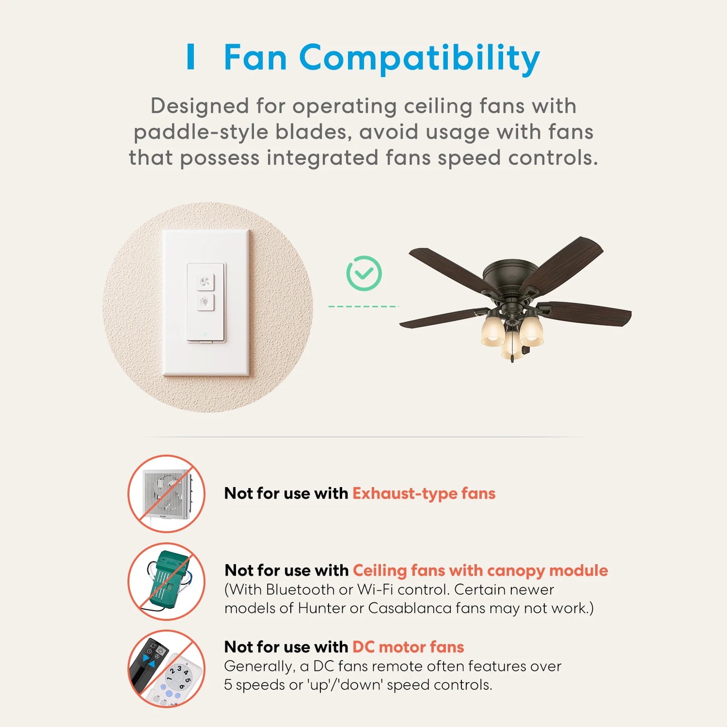 Meross Smart Ceiling Fan Light Switch Compatible With Alexa