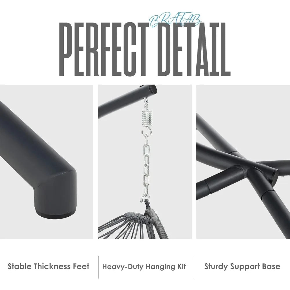 Swing Egg Chair Hammock with Aluminum Frame and Cushion