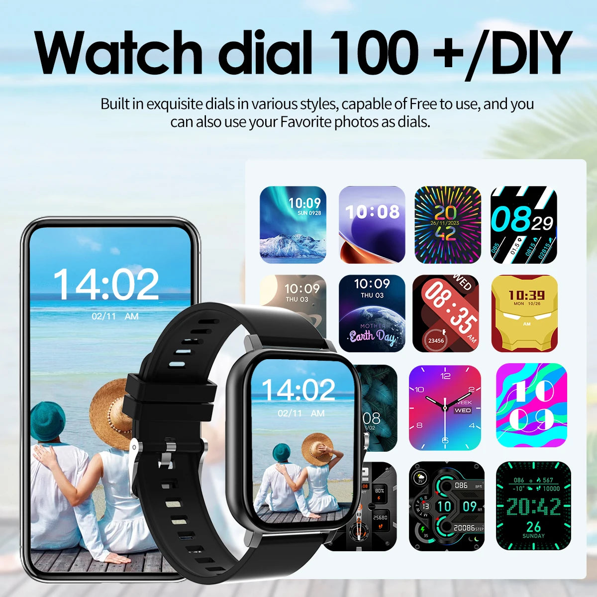 Smart Watch Bluetooth Call Smartwatch Touch Dial Music Fitness