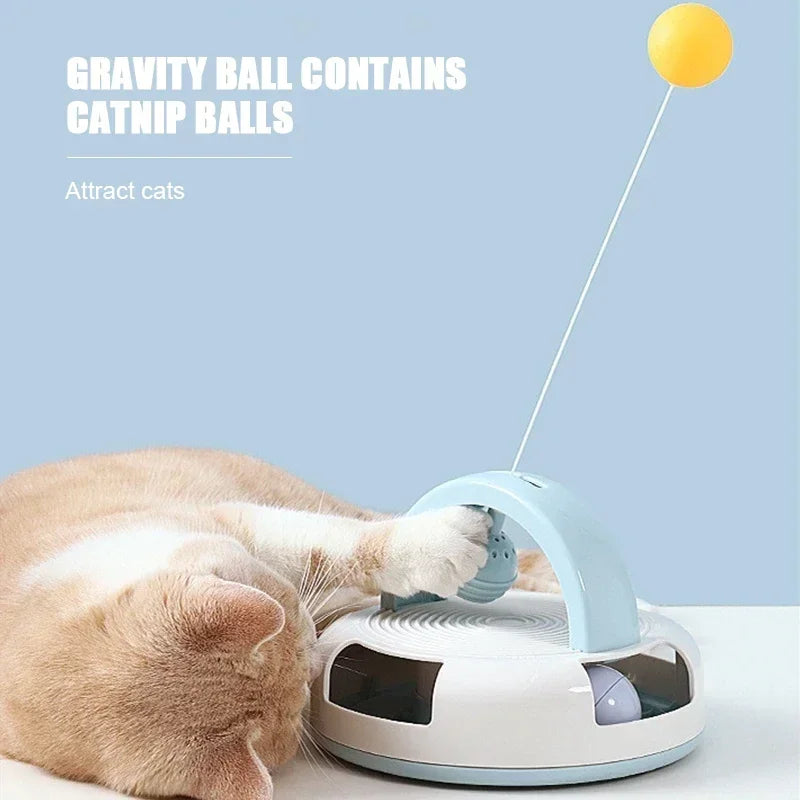 Gravity Table Tennis Cat Toy with Catnip Ball