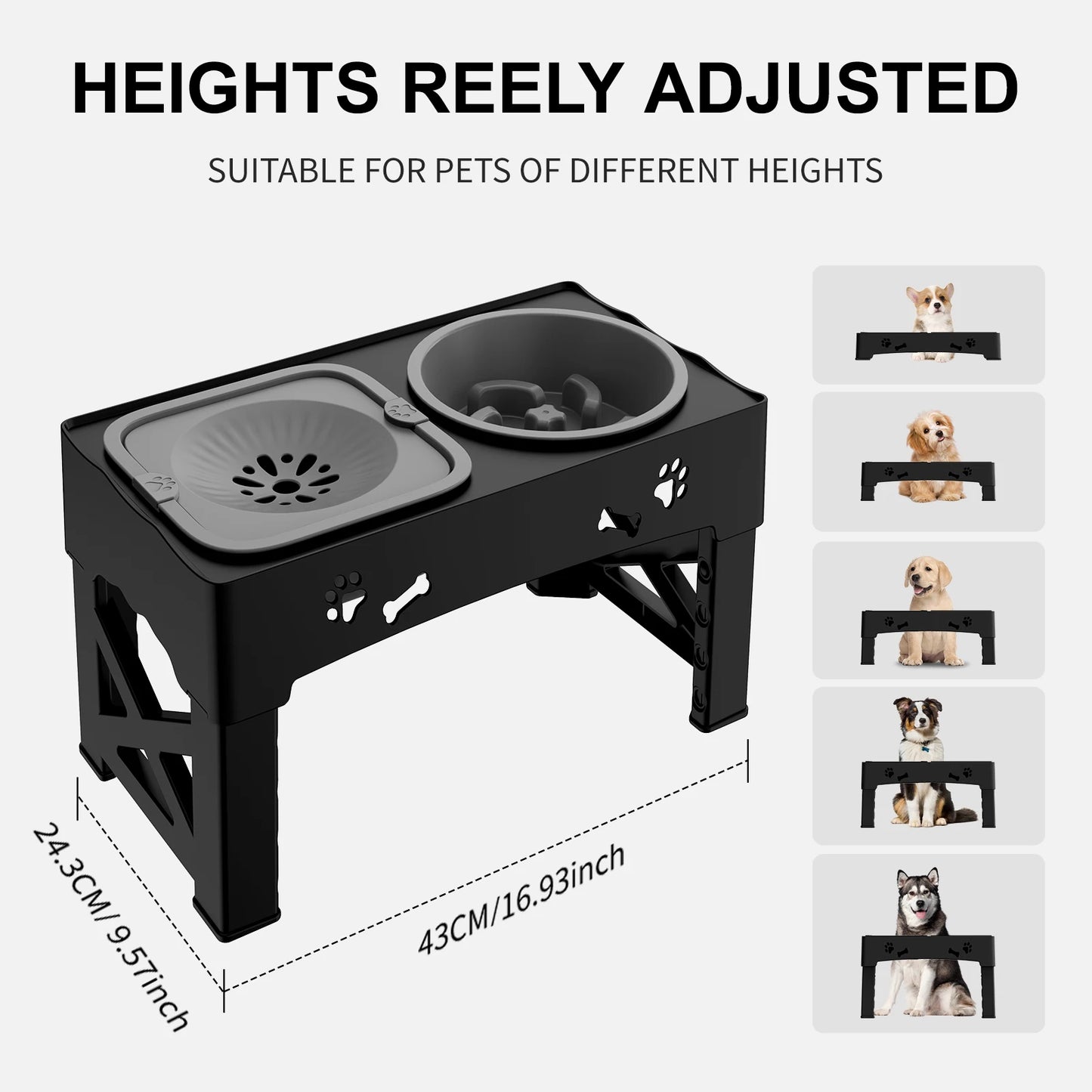 3 In 1 Pet Feeder Slow Feed Bowls Double Bowls Foldable