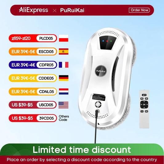 PuRuiKai Ultra Thin Robot Vacuum and Window Cleaning Solution