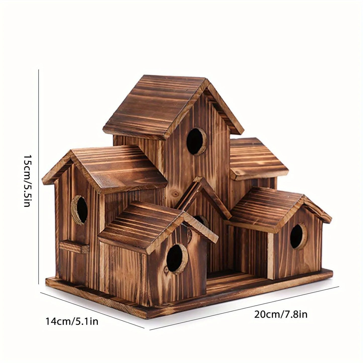 Handmade 6-Hole Hanging Outdoor Bird House for Garden Decoration and Bird Habitat