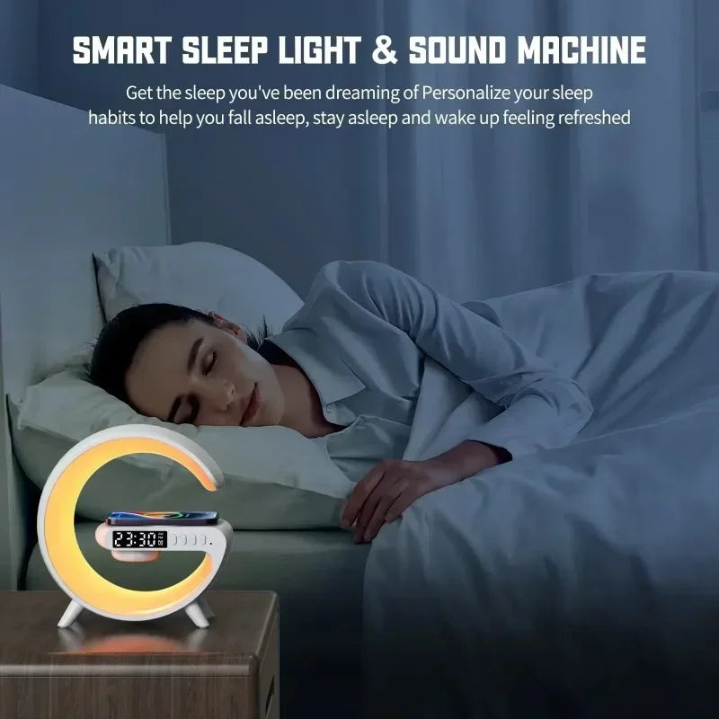 Christmas Gift 5.9" Fast Wireless Charger Desktop Stand Bluetooth Speaker RGB Atmosphere Lamp for iPhone Samsung