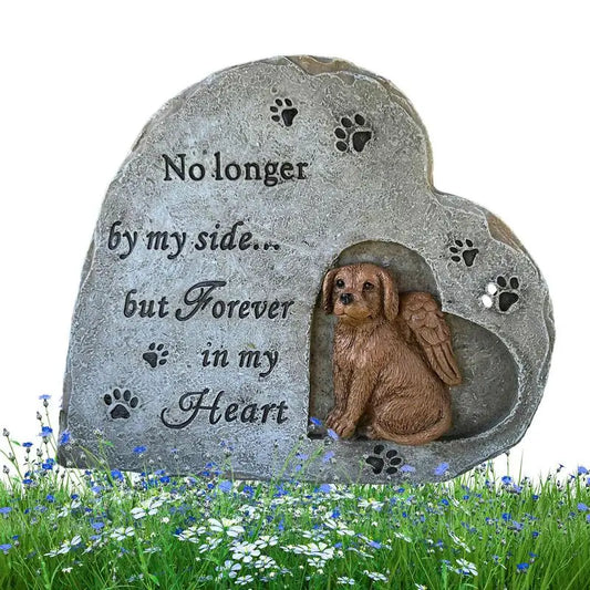 Heart-Shaped Dog Memorial Tombstone for Cherished Pet Remembrance