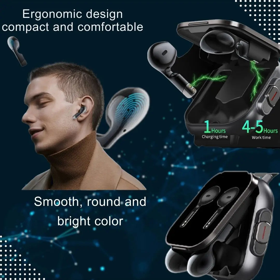 2 in 1 Smartwatch with Earbuds for Sports and Calls