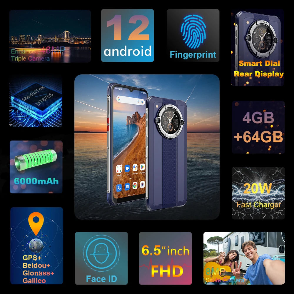 Unihertz Ticktock E 6000mAh Battery 6.5 Inch Android 12 Smartphone