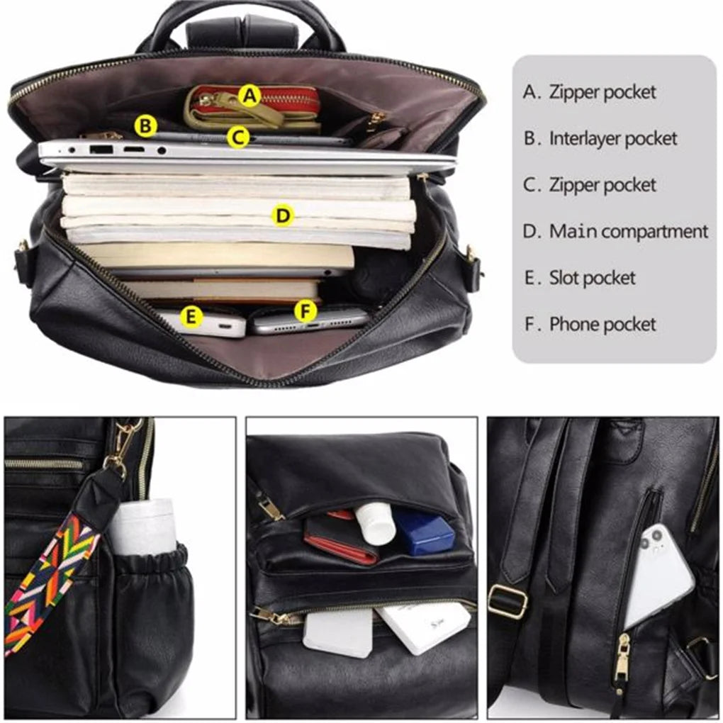 Convertible PU Leather Backpack Purse for Women Casual Style