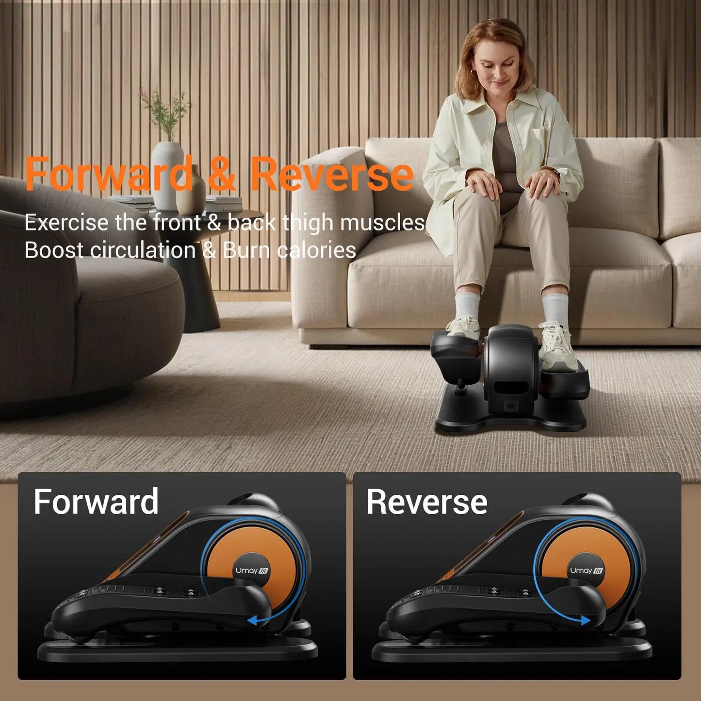 Quiet Portable Under Desk Elliptical for Seniors Electric Seated Leg Exerciser with Remote Compact Training Machine