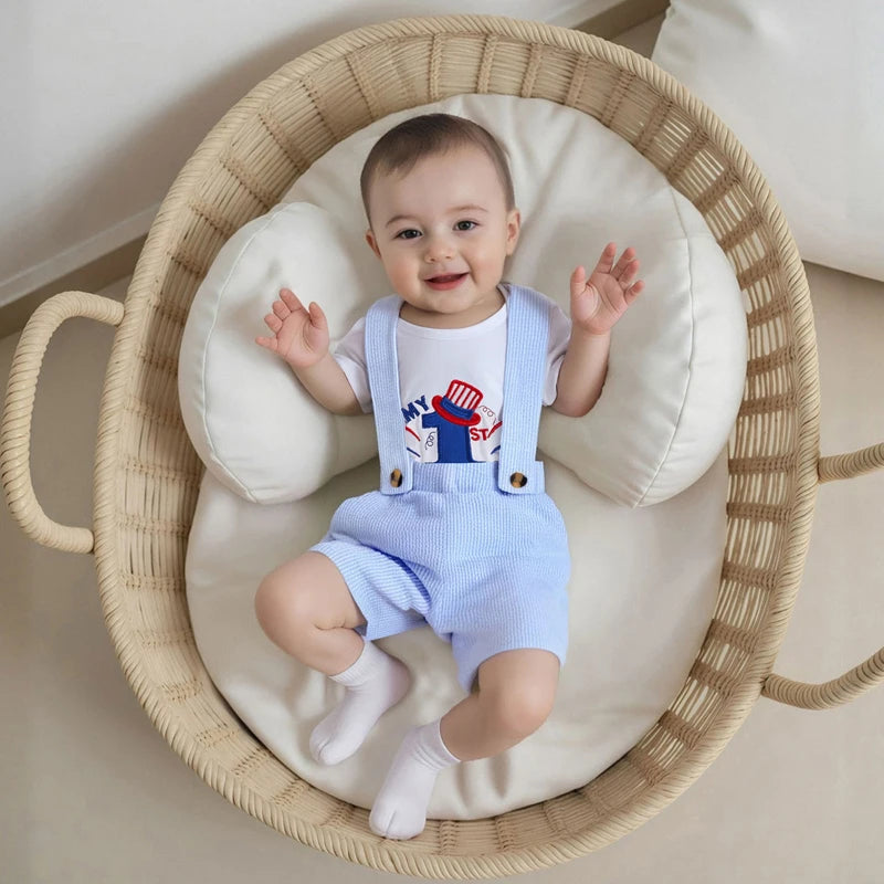 Infant Boys Independence Day Outfits American Flag Romper Set