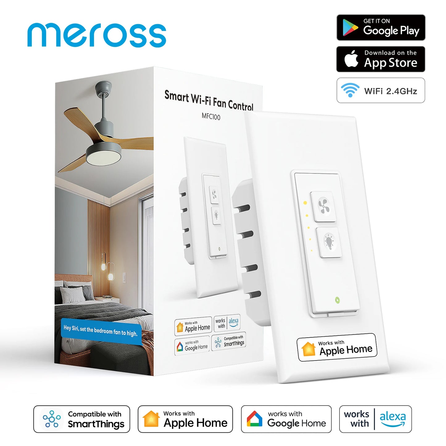 Meross Smart Ceiling Fan Light Switch Compatible With Alexa