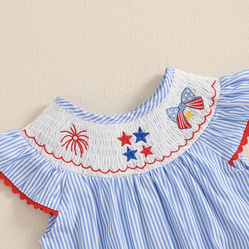 Independence Day Infant Baby Girls Romper Fly Sleeve Bodysuit