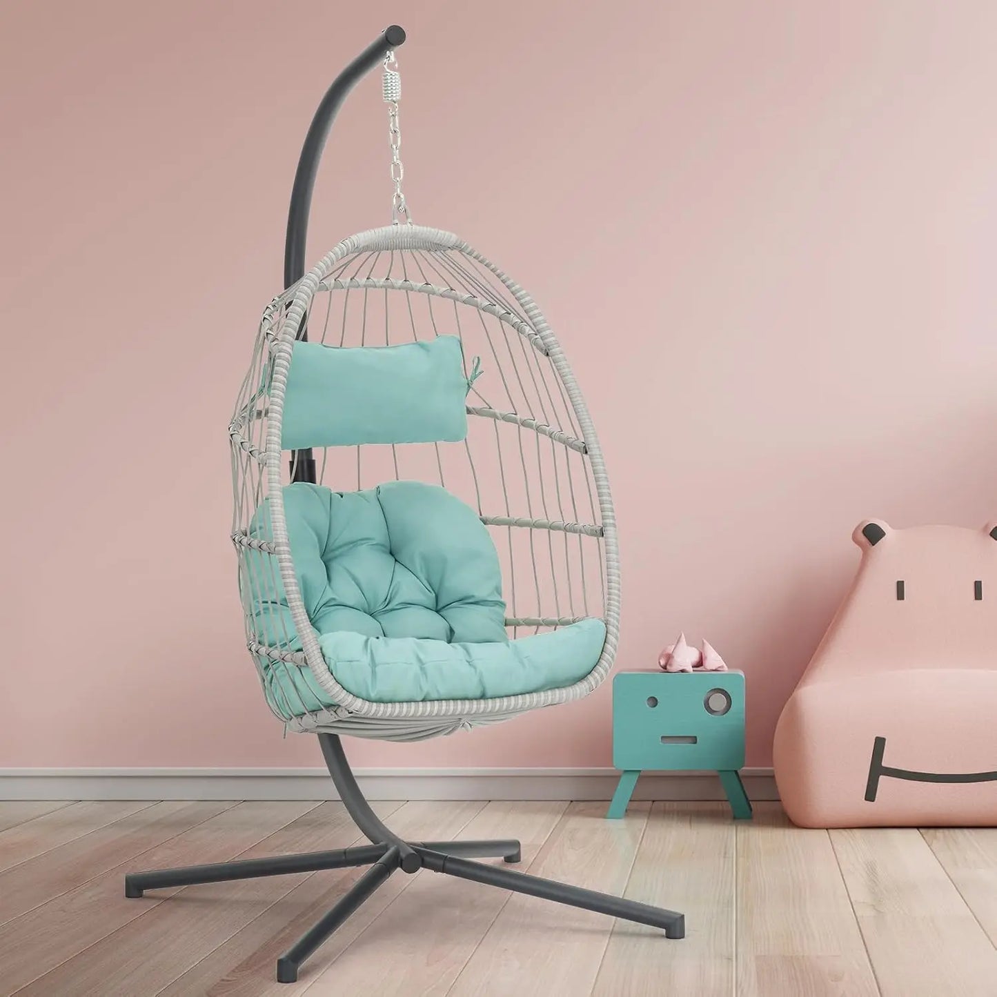 Swing Egg Chair Hammock with Aluminum Frame and Cushion