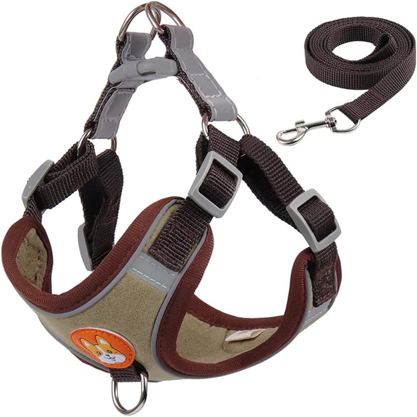 Soft Harness for Dogs No Pull Dog Harness and Leash Set Puppy Cat Step In Vest Harness with Reflective Strips for Small and Medium Dogs