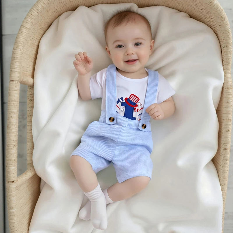 Infant Boys Independence Day Outfits American Flag Romper Set