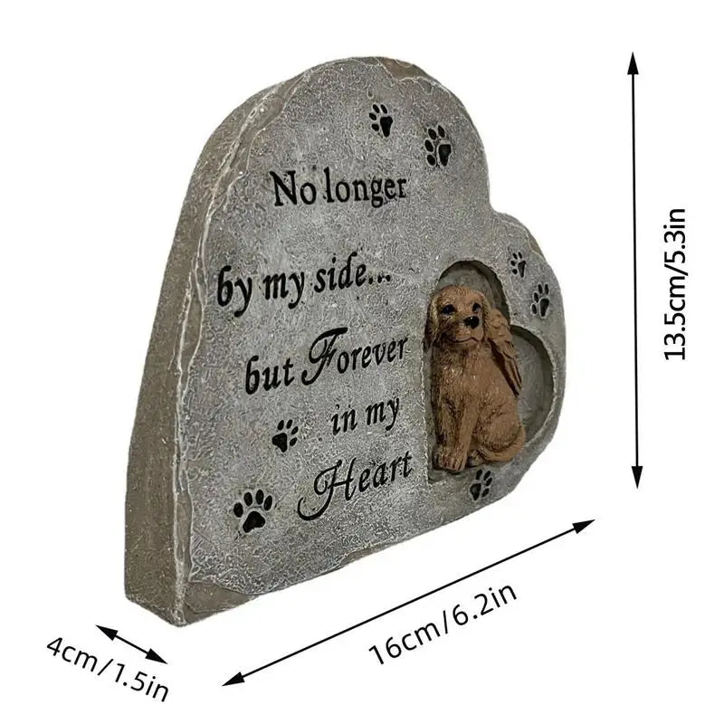 Heart-Shaped Dog Memorial Tombstone for Cherished Pet Remembrance